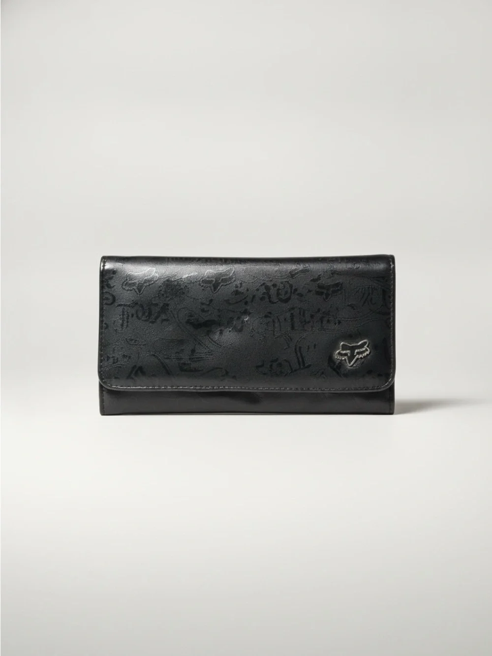 Fox brand - Black Women's Trifold Wallet w Silver Logo